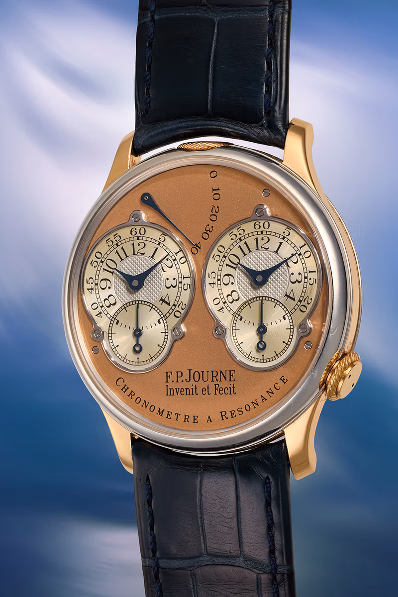F.P. Journe Chronometre a Resonance Souscription No. 007: salmon dial, twin resonance registers, the $13.92 million record setter