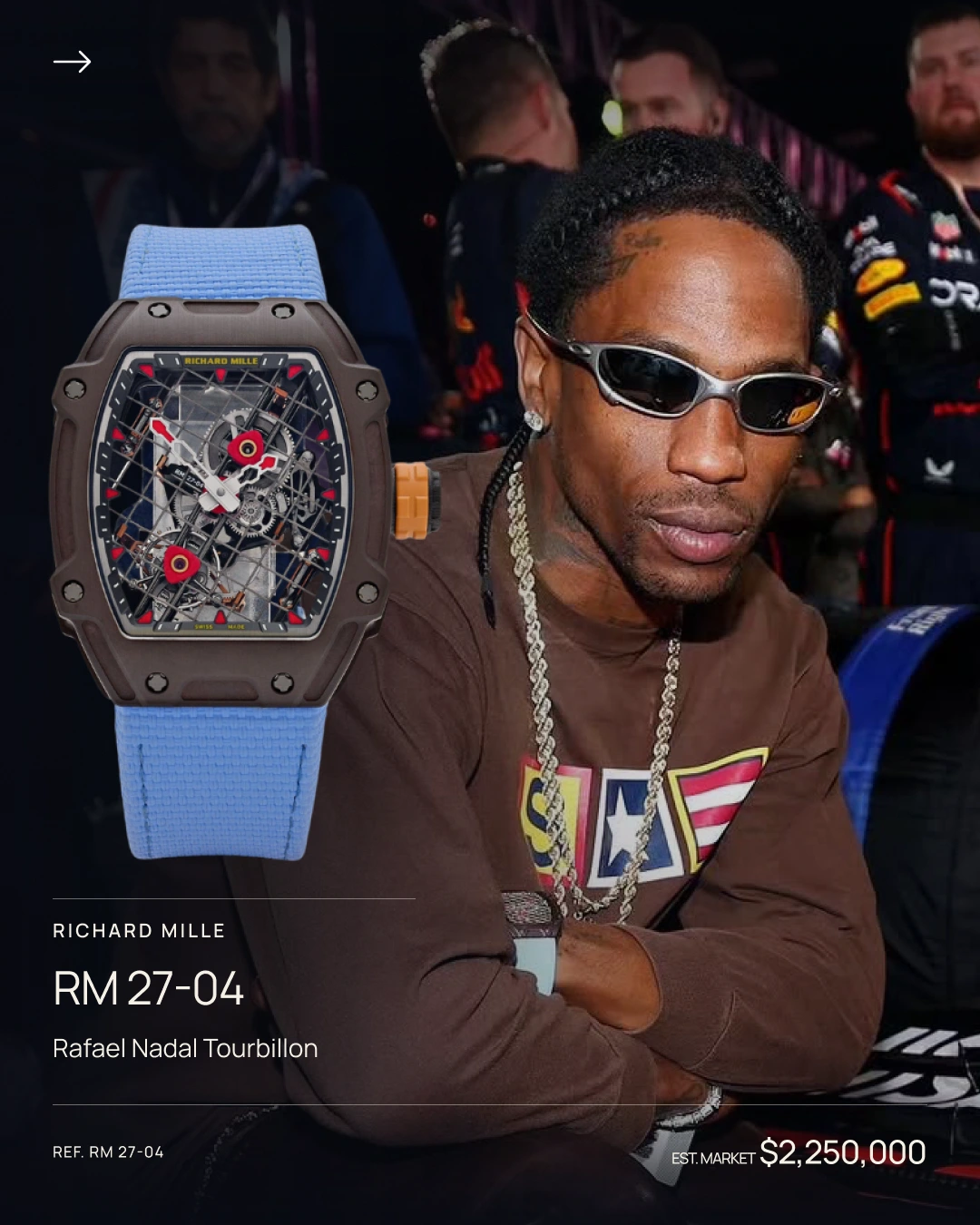 Travis Scott pictured with the Richard Mille RM 27-04.