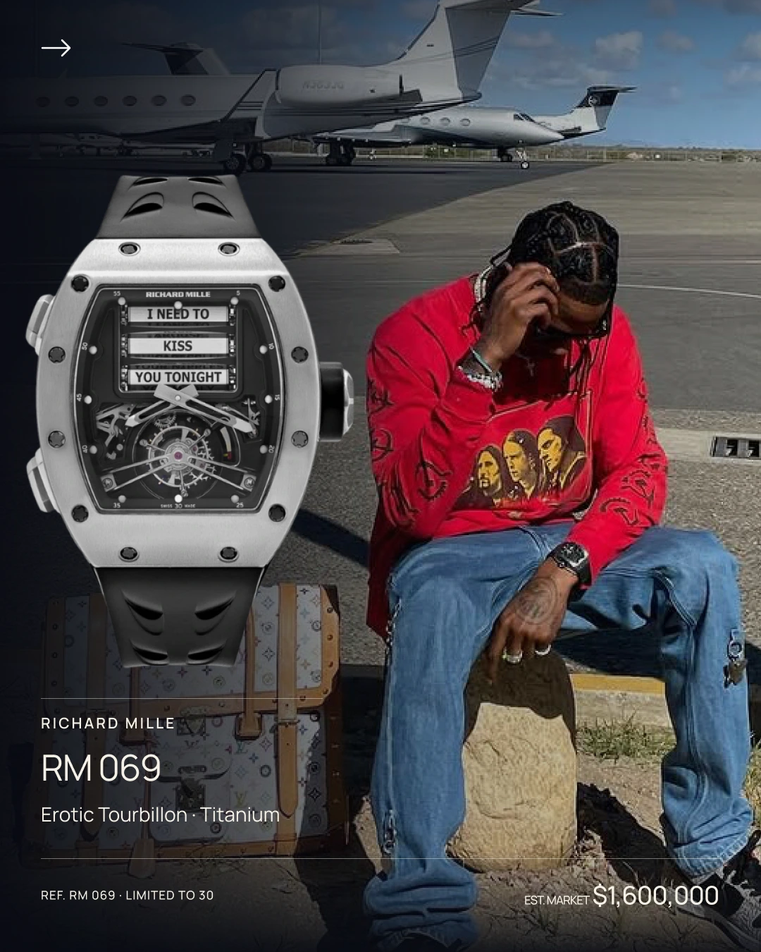 Travis Scott pictured with the RM 069.