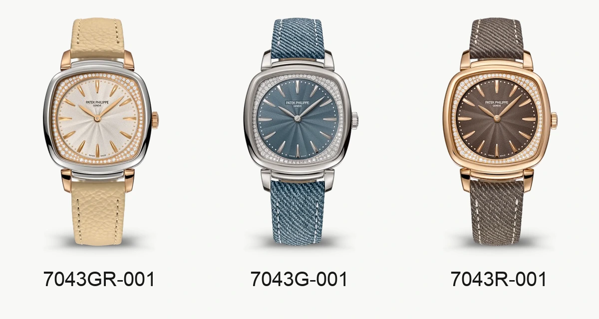 Gondolo Ladies First: 7043GR-001, 7043G-001 and 7043R-001. Photos: Patek Philippe.