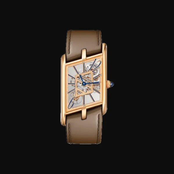 Tank Asymétrique Skeleton Rose Gold