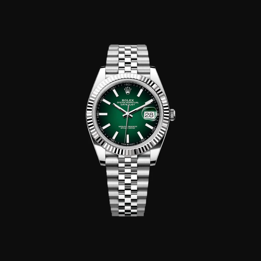 Rolex Green ombré, fluted WG bezel Ref. 126334-0033