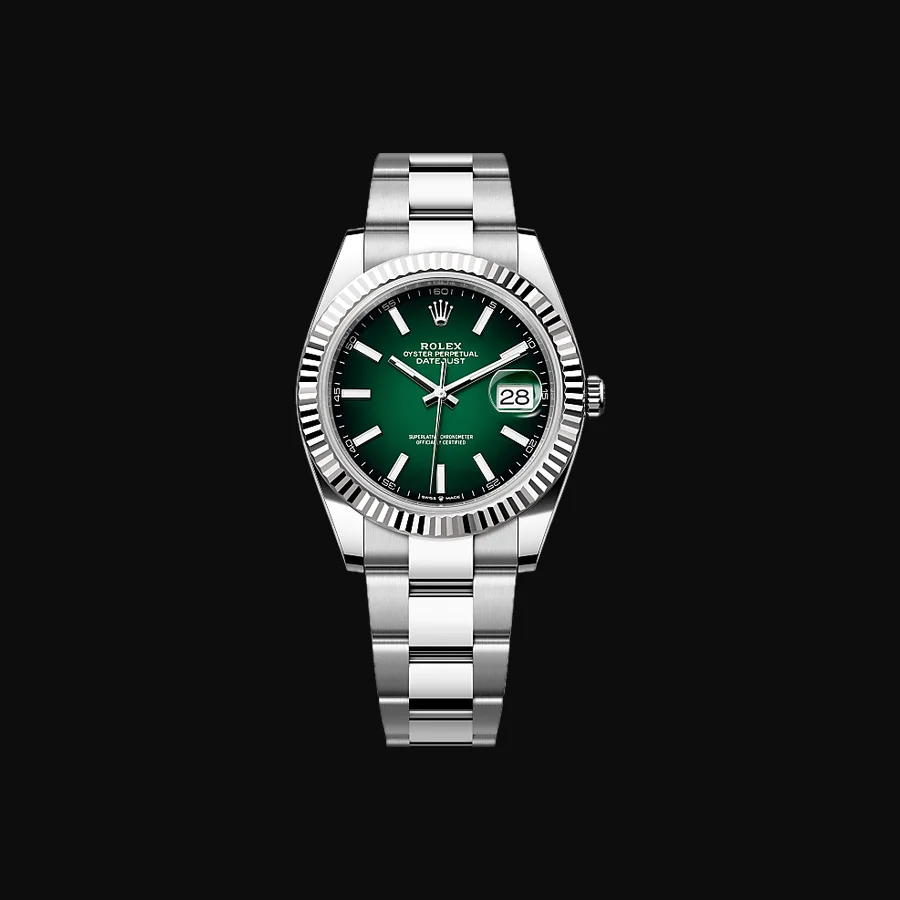 Rolex Green ombré, fluted WG bezel Ref. 126334-0033