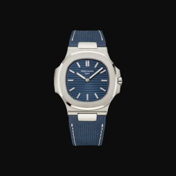 Nautilus 5810G — 50 Years of Nautilus, White Gold "50 Years of Nautilus, navy composite strap"
