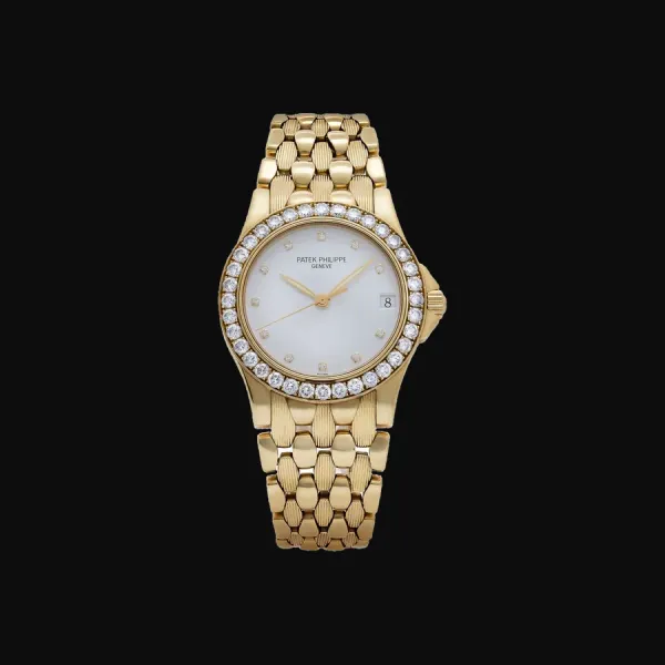 Neptune Yellow Gold White Diamond Dial