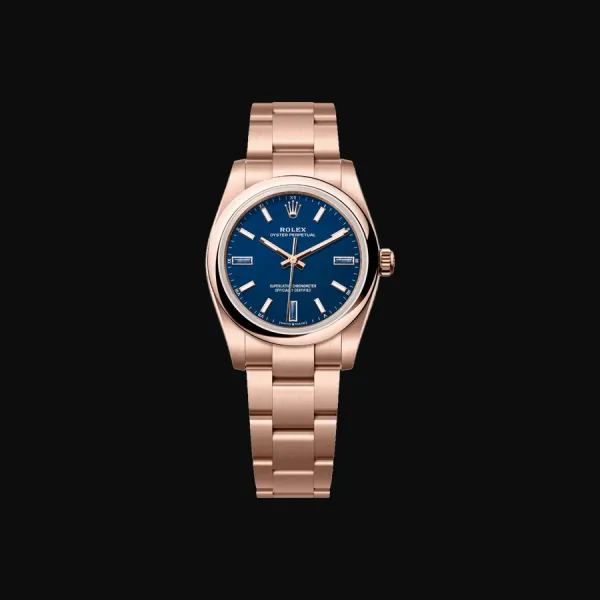 Oyster Perpetual 34 Rose Gold Blue Stone Dial