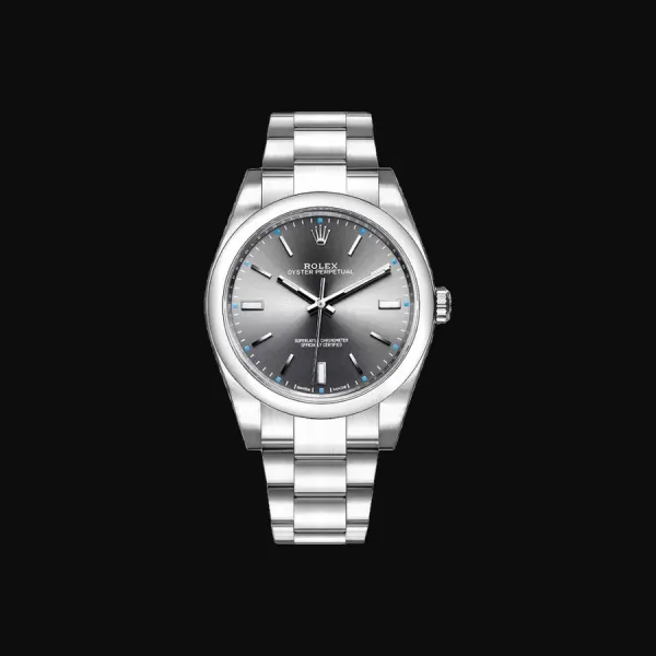 Oyster Perpetual 39 Rhodium Slate Grey Stick Dial