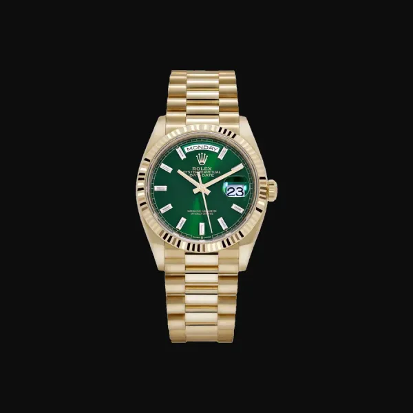 Day-Date 36 Yellow Gold Green Diamond Baguette Dial