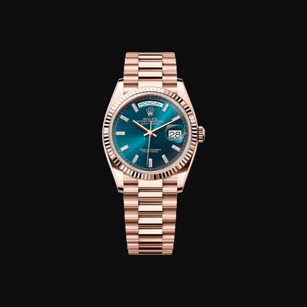 Day-Date 36 Rose Gold Green Baguette Marker Dial