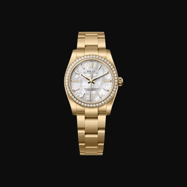 Oyster Perpetual 34 Yellow Gold Mother Of Pearl Diamond Dial
