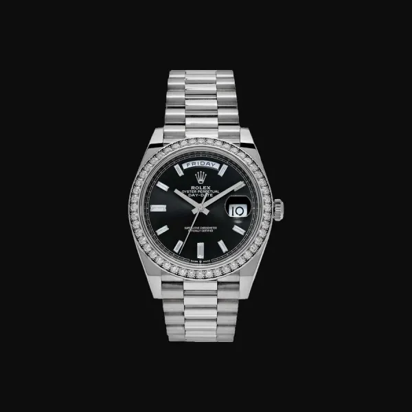 Day-Date 40 White Gold Black Diamond Baguette Dial