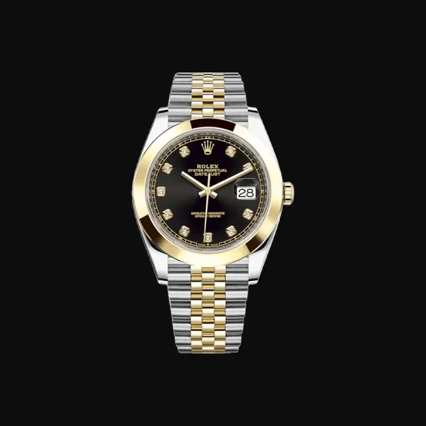 Datejust 41 Oystersteel Yellow Gold Black Diamond Dial
