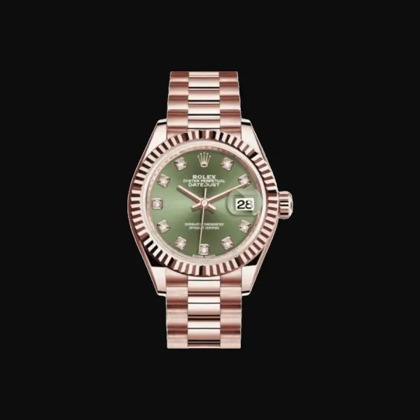 Datejust 28 Rose Gold Olive Green Dial