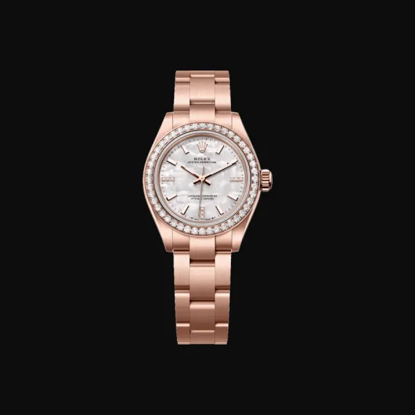 Oyster Perpetual 28 Rose Gold Mother of Pearl Diamond Dial