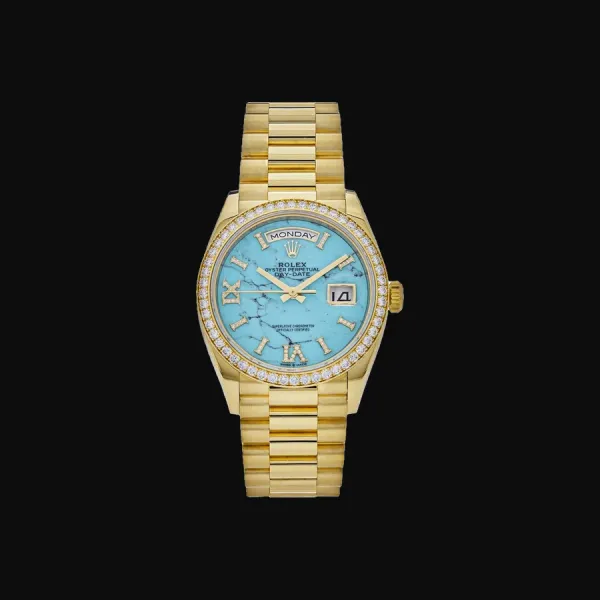 Day-Date 36 Yellow Gold Turquoise Stone Diamond Dial