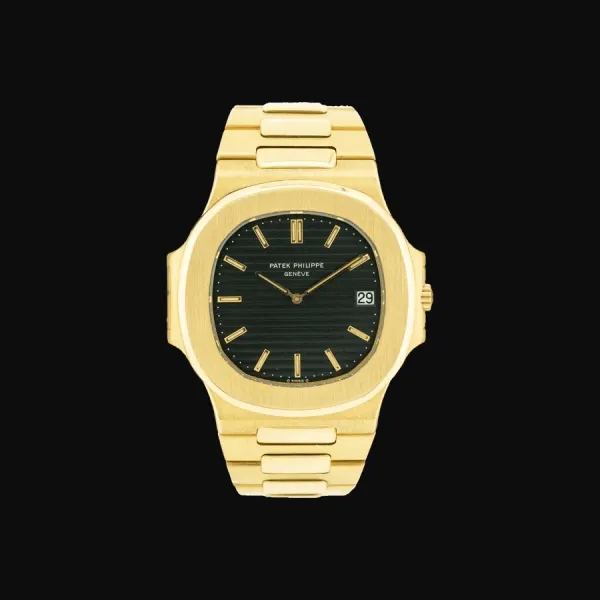 Nautilus Yellow Gold Black Ribbed Dial