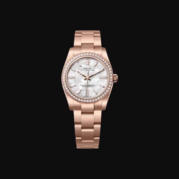 Oyster Perpetual 34 Everose Gold Mother Of Pearl Diamond Dial