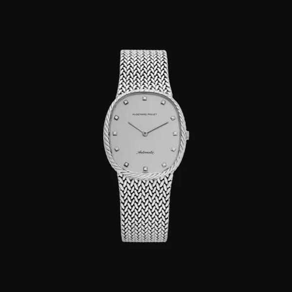 Jumbo Ellipse White Gold Silver Diamond Dial
