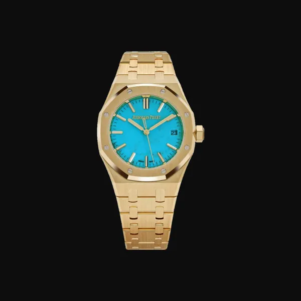 Royal Oak Yellow Gold Turquoise Stone Dial