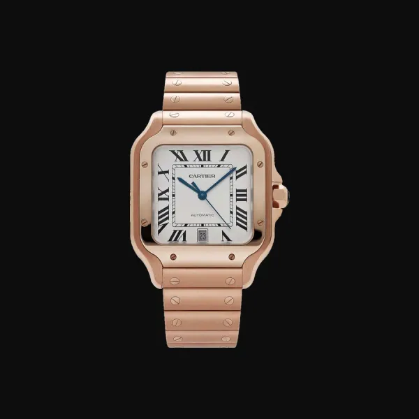 Santos Rose Gold Silvered Dial